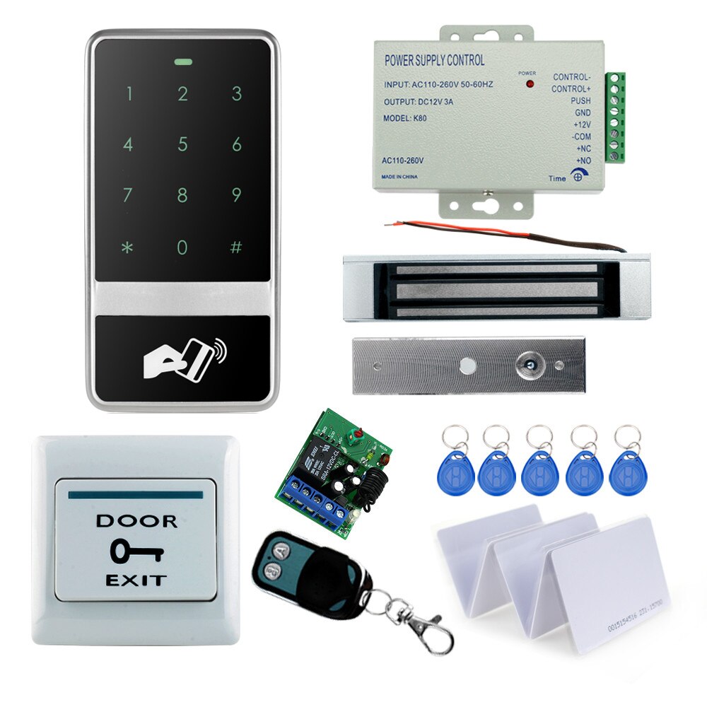 RFID  ׼  ý ŰƮ Ʈ Ż ġ Űе ڽ ڹ + 12V  +  ư +  + Ű/RFID Door access control system kit set metal touch keypadElectric magnetic